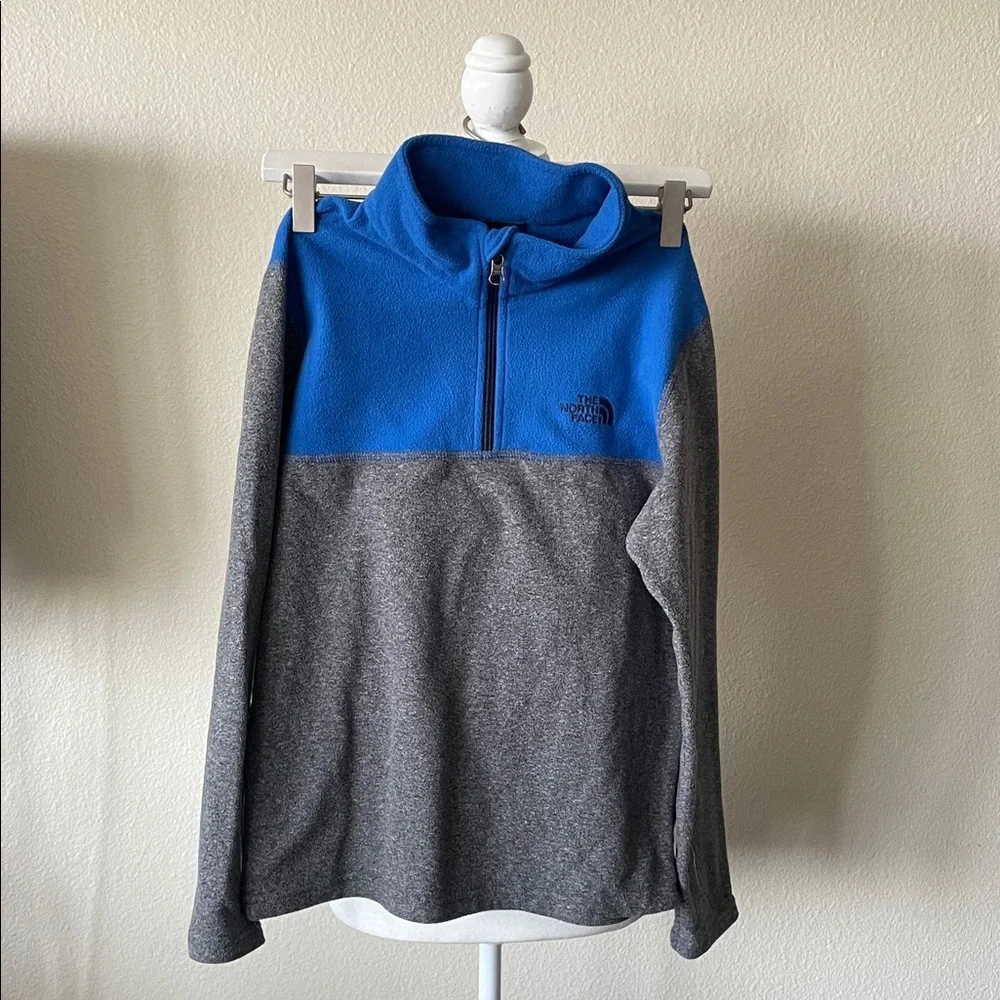 The North Face Boys Large 14/16 Blue & Gray Half Zip Fleece Pullover